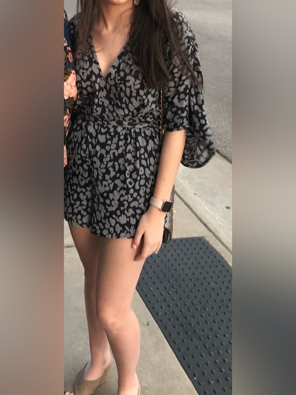 Cheetah Print Black and Gray Women's Romper
